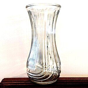HOOSIER GLASS ~ Vintage 9.5" Ribbed & Inverted Arch Clear Vase (13A) 4087-B VGC!